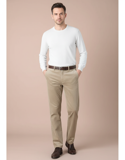 Pantalon Velours Beige Côtelé Droit Homme Décontracté