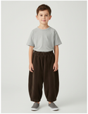 Pantalon Velours Côtelé Marron Ample Unisexe Décontracté - Cordé