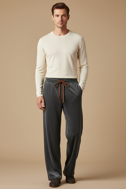 Pantalon Velours Gris Homme Droit Décontracté Doux