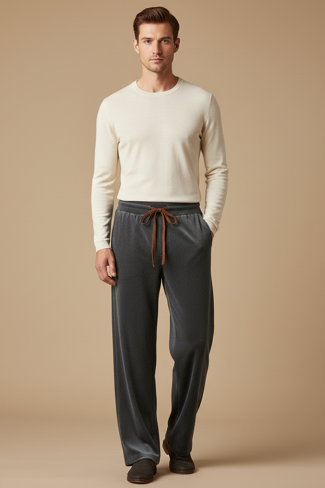 Pantalon Velours Gris Homme Droit Décontracté Doux