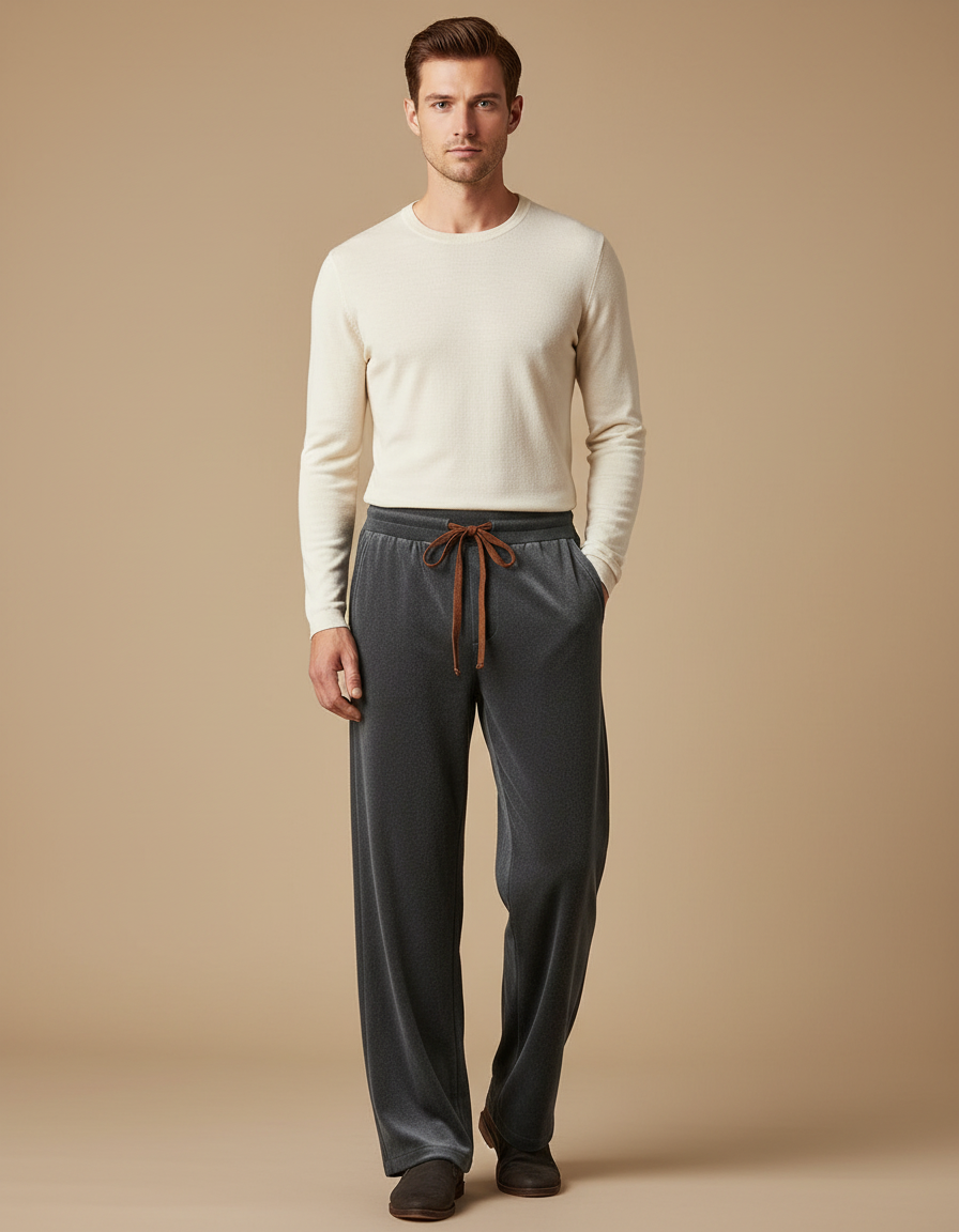 Pantalon Velours Gris Homme Droit Décontracté Doux