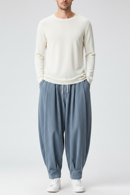 Pantalon Velours Japonais Homme - Bleu Cordé
