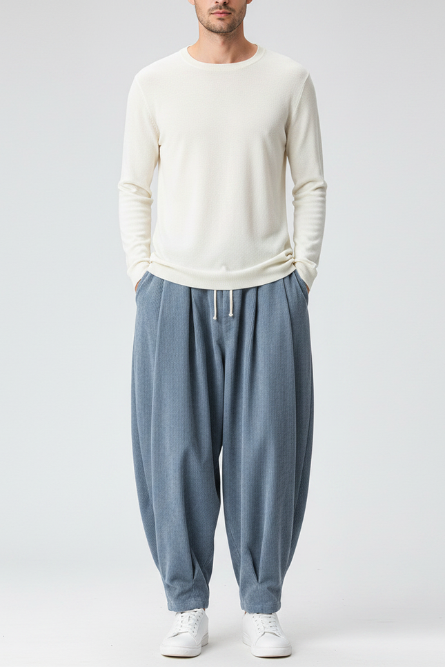 Pantalon Velours Japonais Homme - Bleu Cordé