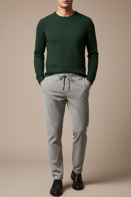 Pantalon Velours Côtelé Gris Décontracté Homme Cordon - Cordé