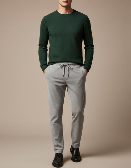 Pantalon Velours Côtelé Gris Décontracté Homme Cordon - Cordé
