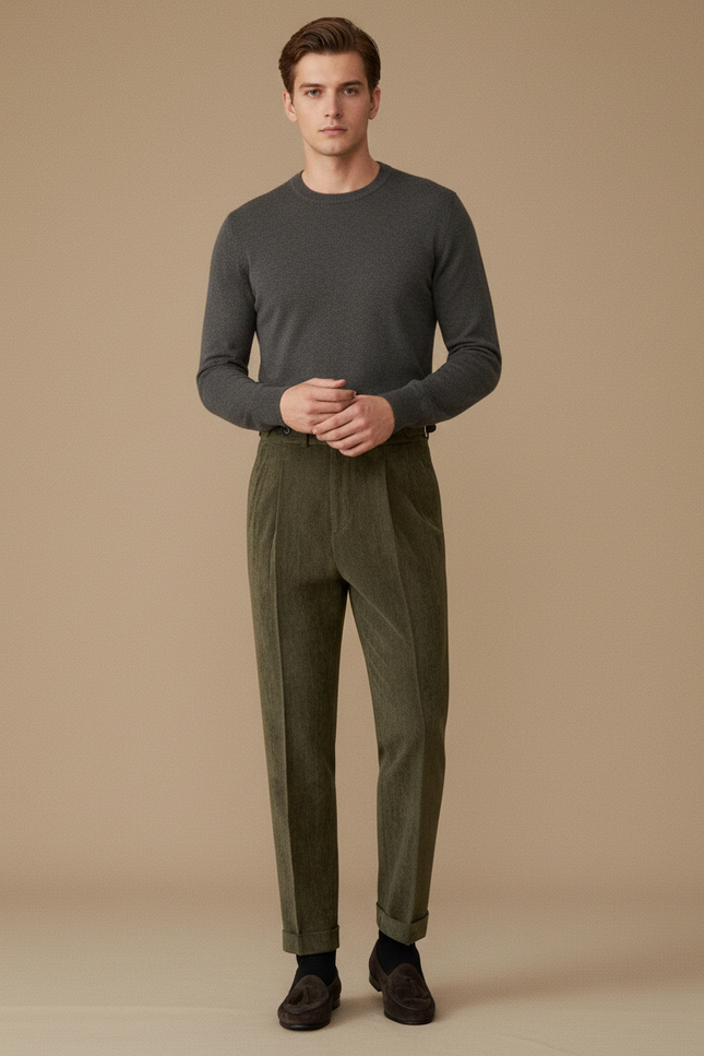 Pantalon Velour Vénerie - Vert Cordé