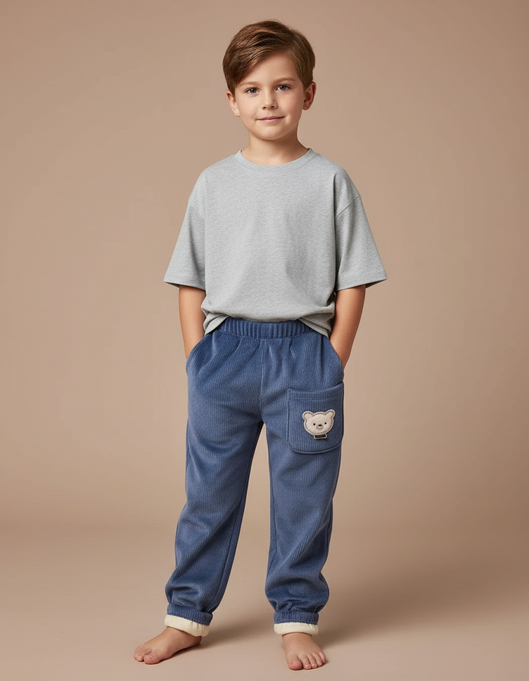 Pantalon Bleu Velour - Cordé