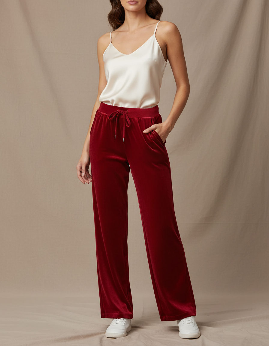 Pantalon Velour Rouge - Velours