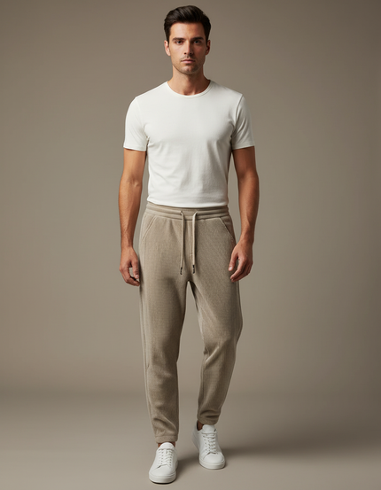 Pantalon Velours Côtelé Beige Décontracté Homme Cordon - Cordé
