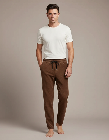 Pantalon Velours Côtelé Marron Homme Décontracté Ample - Cordé