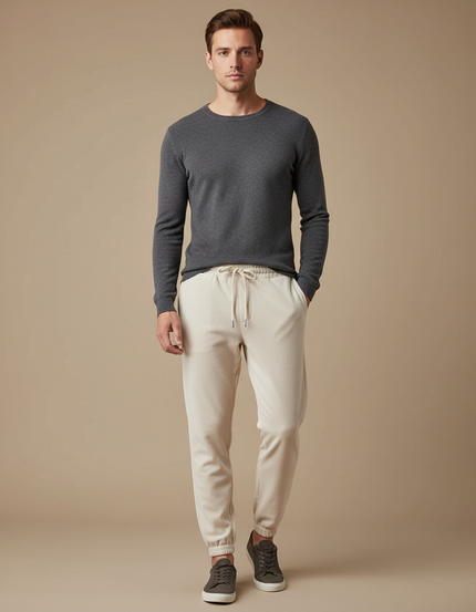 Pantalon Velours Beige Ample Décontracté Homme - Molleton