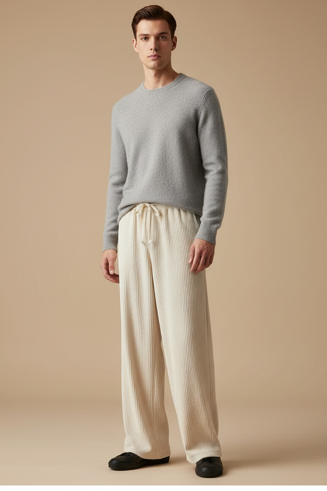 Pantalon Velours Côtelé Ecru - Beige
