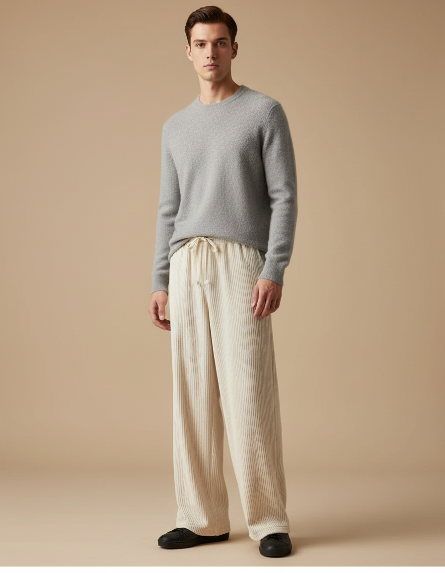 Pantalon Velours Côtelé Ecru - Beige