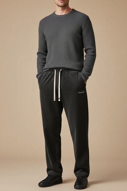 Pantalon Velours Côtelé Homme Droit Décontracté Noir - Cordé