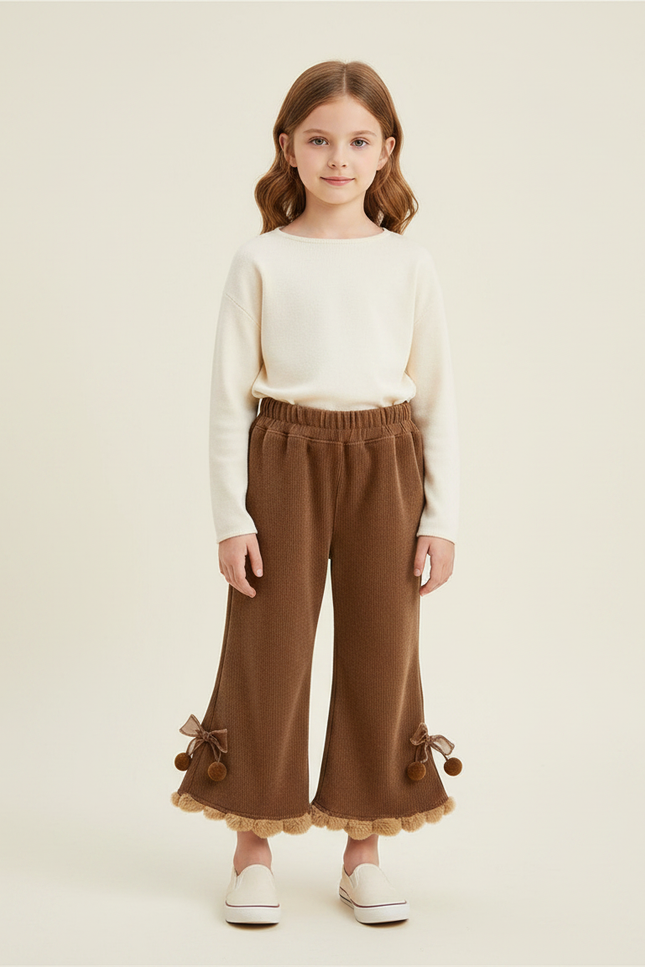 Pantalon Evase Velours Cotele - Marron Cordé