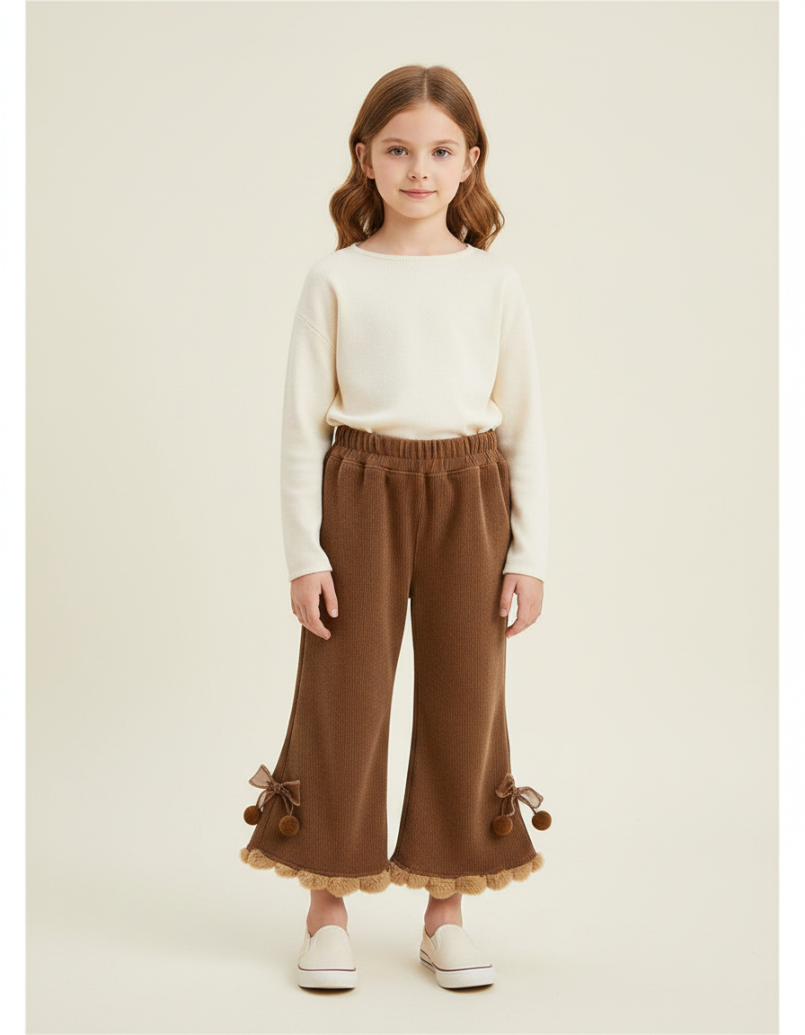 Pantalon Evase Velours Cotele - Marron Cordé