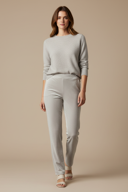 Pantalon Velours Gris Clair Femme