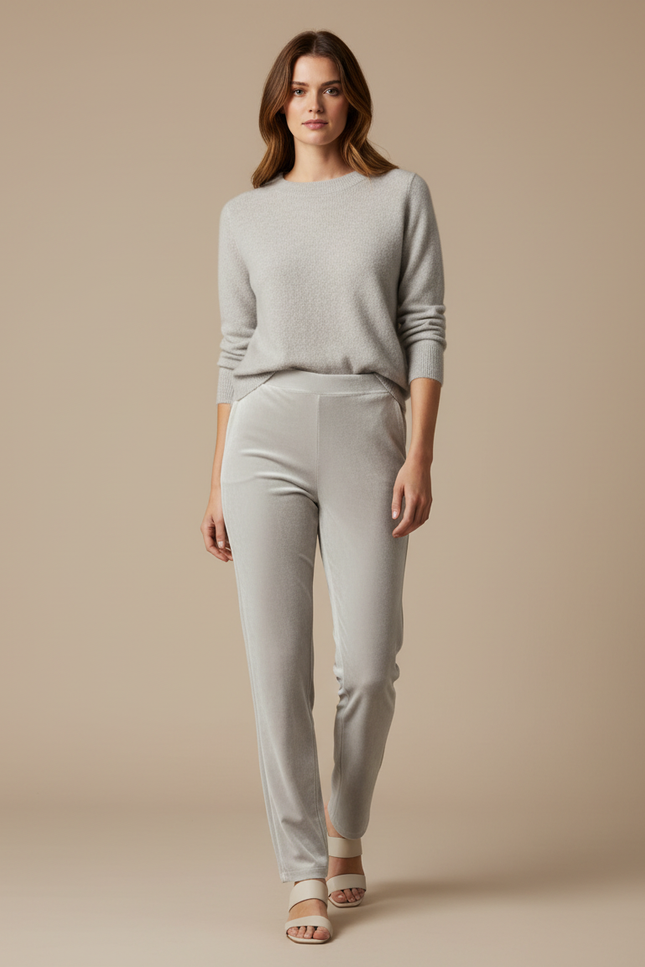 Pantalon Velours Gris Clair Femme