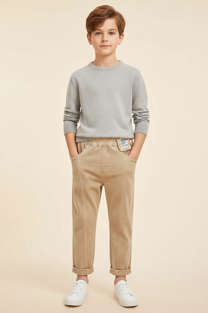 Pantalon Velours Beige Décontracté Confortable Garçon