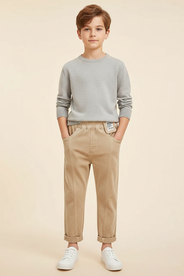 Pantalon Velours Beige Décontracté Confortable Garçon