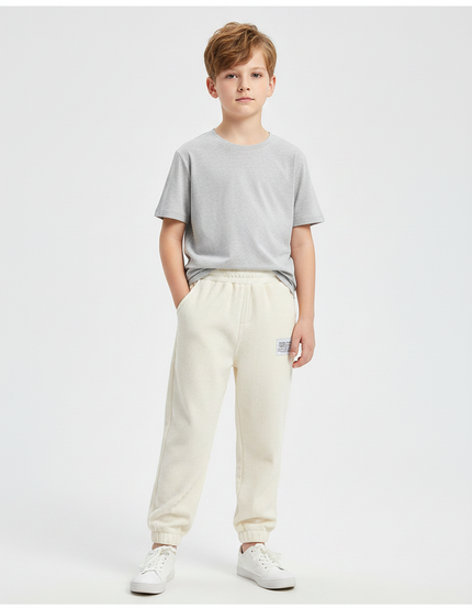 Pantalon Velours Côtelé Écru Décontracté Garçon Hiver - Beige Cordé