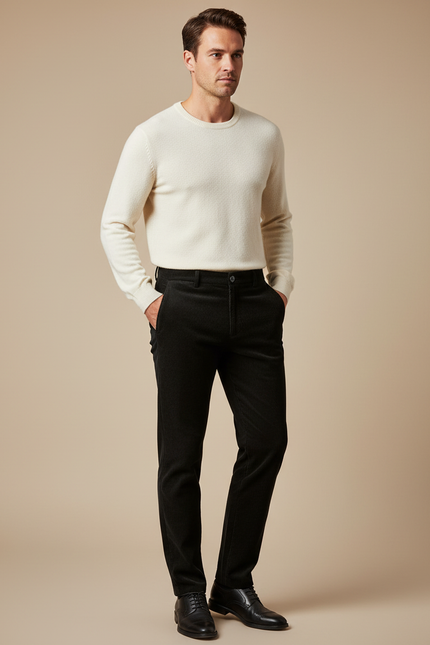 Pantalon En Velours Cotele - Noir Cordé