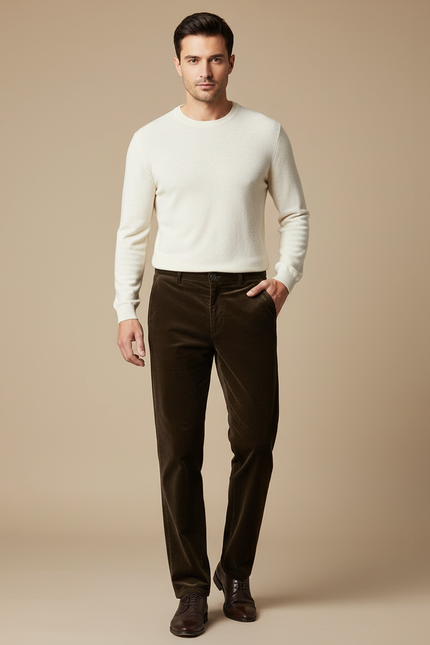 Pantalon Velours Chocolat - Marron Cordé