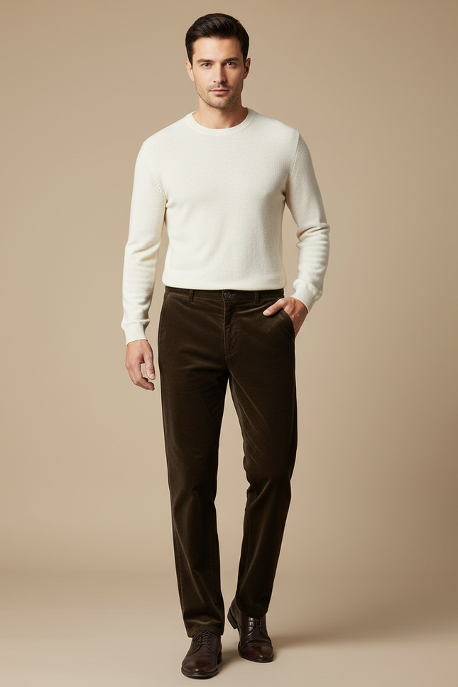 Pantalon Velours Chocolat - Marron Cordé