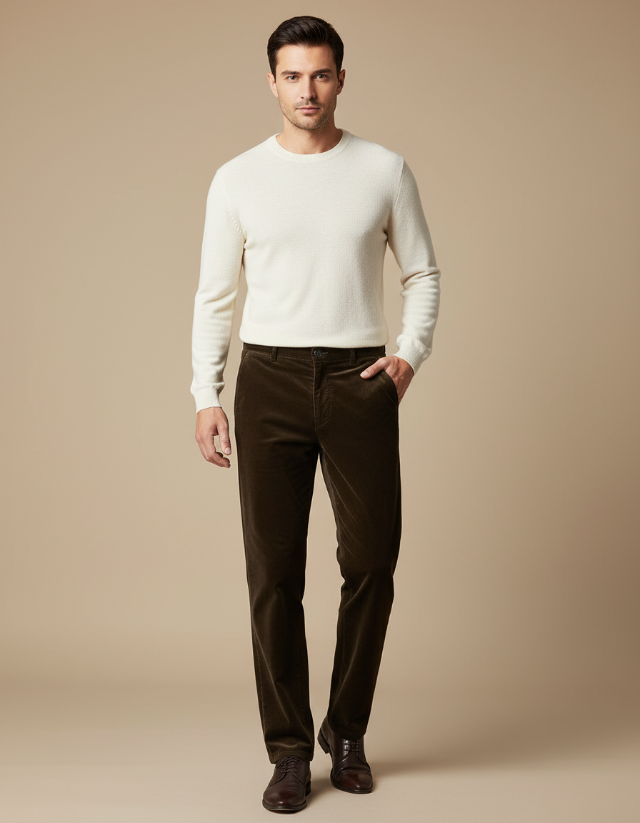 Pantalon Velours Chocolat - Marron Cordé