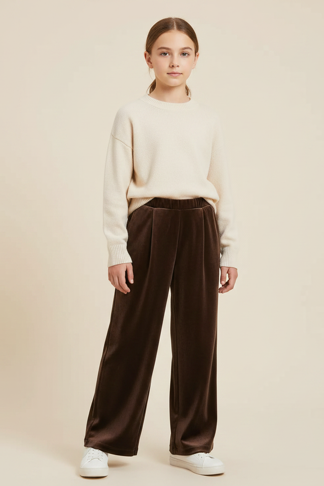 Pantalon Velours Marron Plissé Ample Enfant