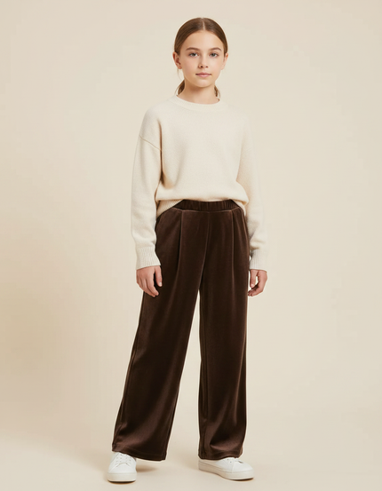 Pantalon Velours Marron Plissé Ample Enfant
