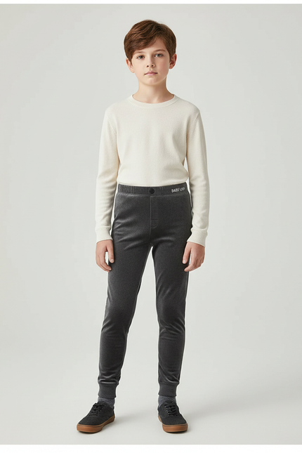 Pantalon Velours Gris Slim Molletonné Enfant