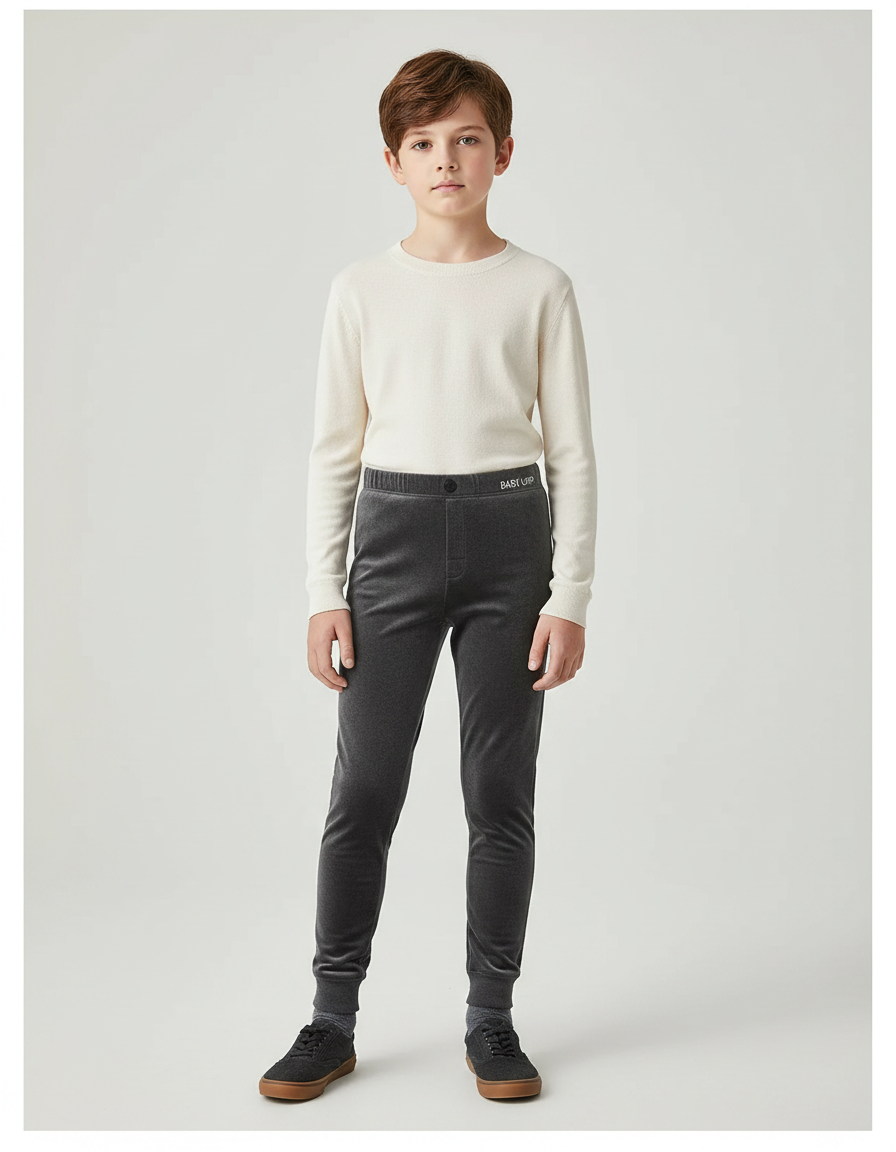 Pantalon Velours Gris Slim Molletonné Enfant
