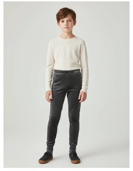 Pantalon Velours Gris Slim Molletonné Enfant