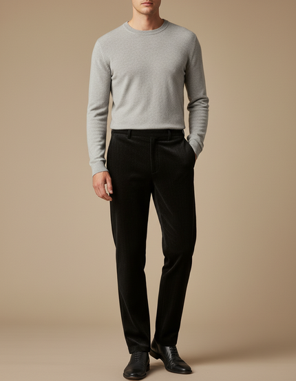 Pantalon Velours Noir Côtelé Homme Droit Élégant - Cordé