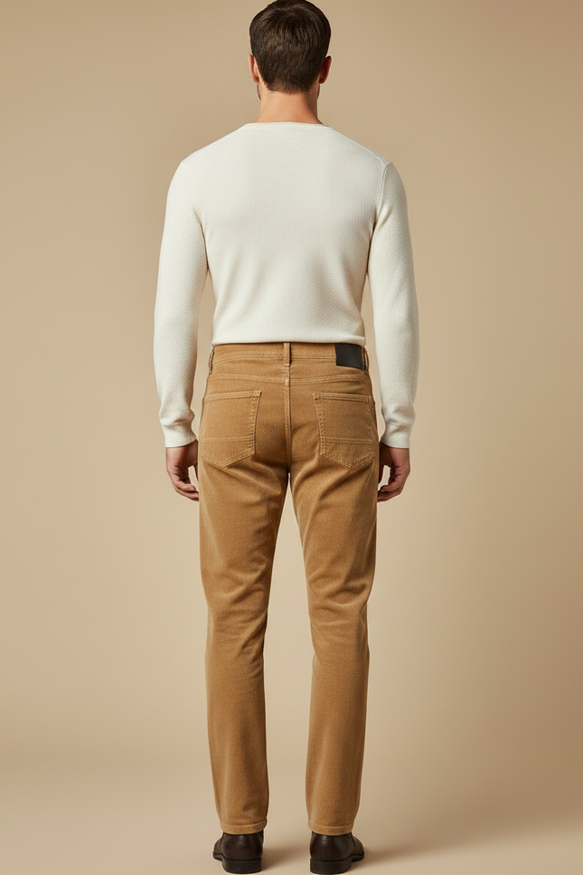 Pantalon Homme Velours Cotelé - Camel Cordé - vue 2