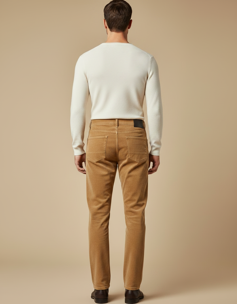 Pantalon Homme Velours Cotelé - Camel Cordé - vue 2