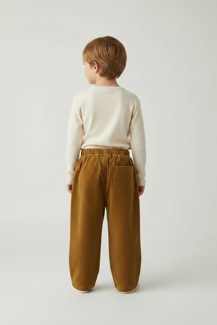 Pantalon Velours Marron Côtelé Harem Ample Enfant - Cordé - vue 2