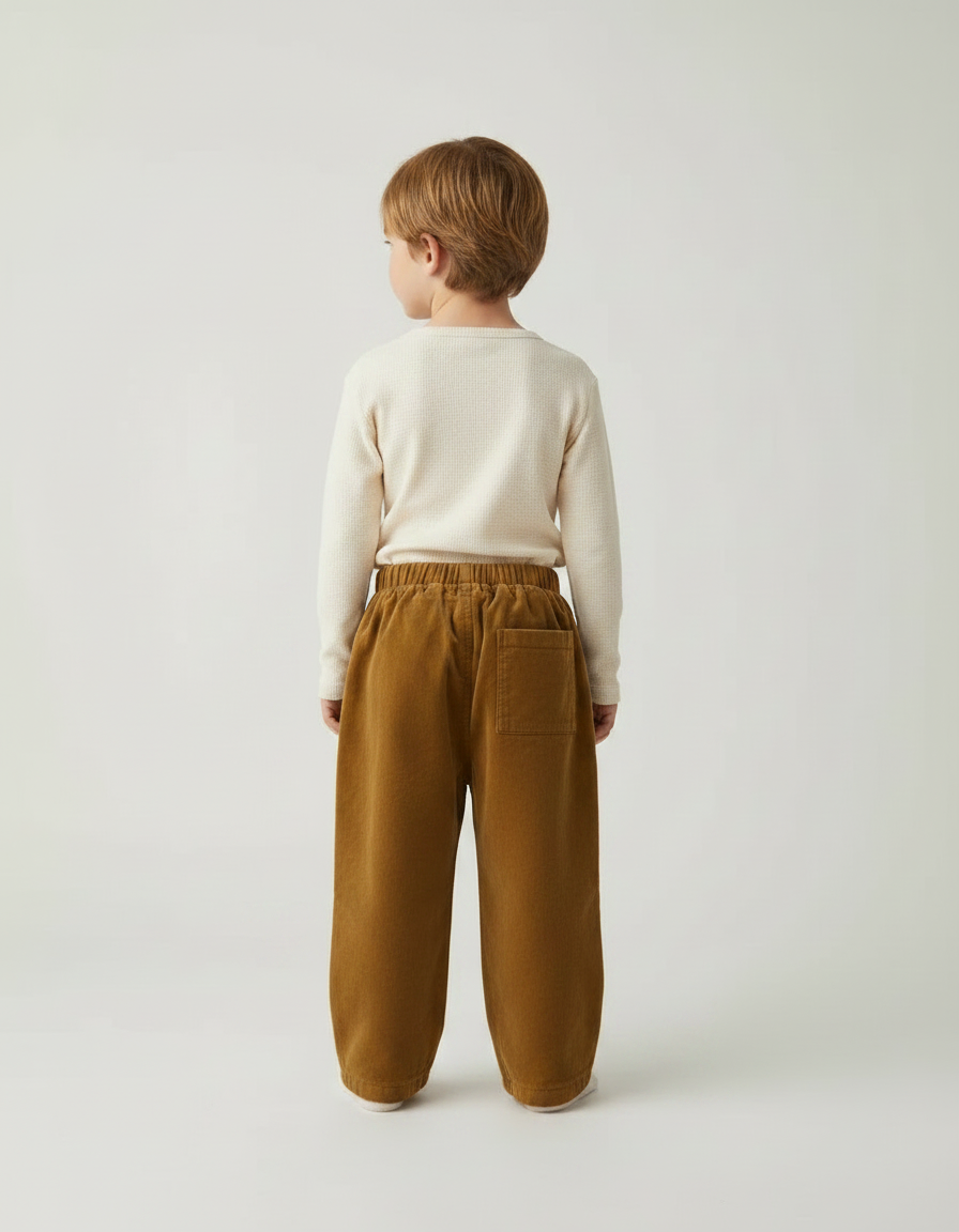 Pantalon Velours Marron Côtelé Harem Ample Enfant - Cordé - vue 2