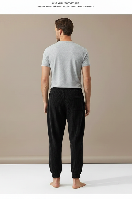 Pantalon Velours Cotelé Homme Large - Noir Cordé - vue 2