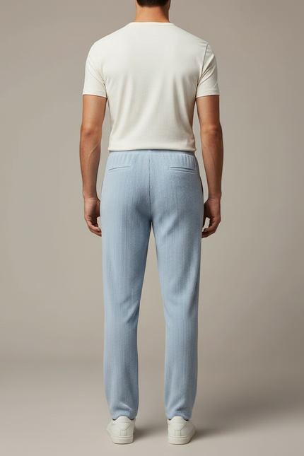 Pantalon Velours Bleu Ciel Côtelé Droit Décontracté - Cordé - vue 2