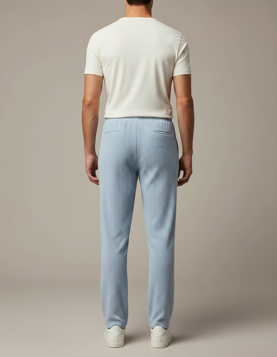 Pantalon Velours Bleu Ciel Côtelé Droit Décontracté - Cordé - vue 2
