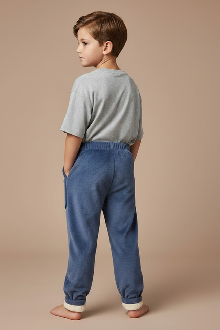 Pantalon Bleu Velour - Cordé - vue 2