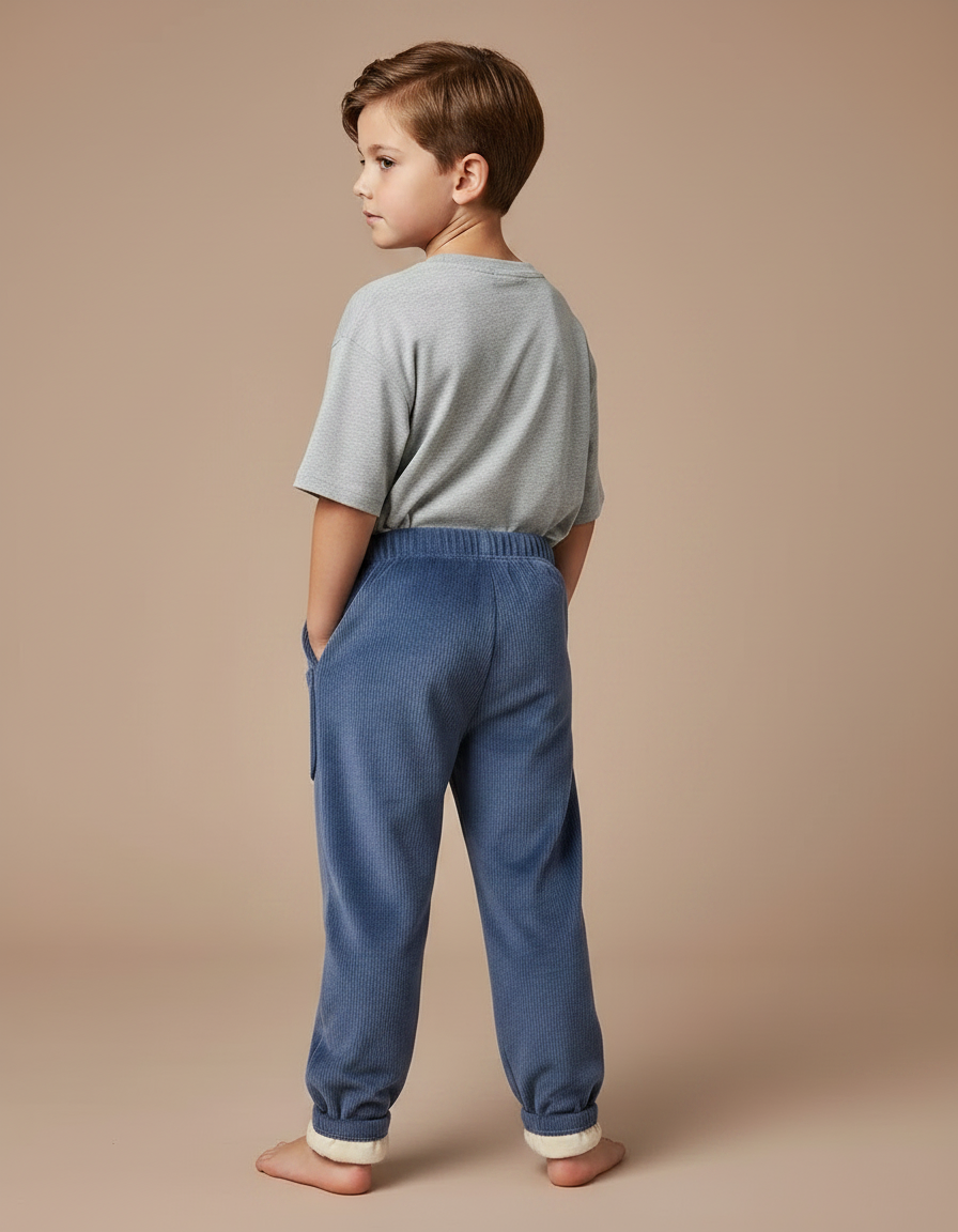 Pantalon Bleu Velour - Cordé - vue 2