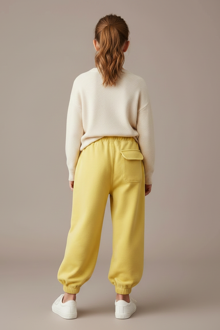 Pantalon Velours Jaune Ample Brodé Décontracté Enfant - vue 2
