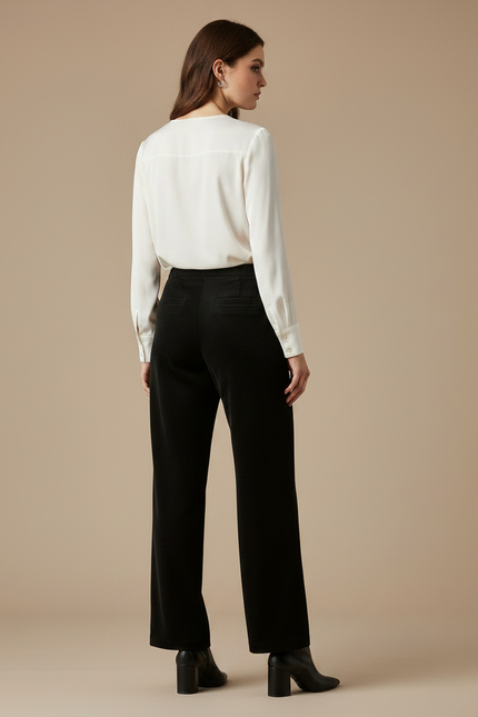 Pantalon Velours Côtelé Noir Large Décontracté - Cordé - vue 2