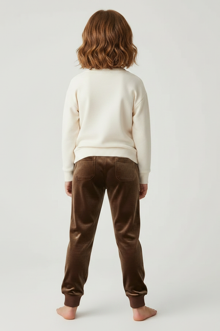 Pantalon Velours Marron Jogging Doux Enfant - vue 2
