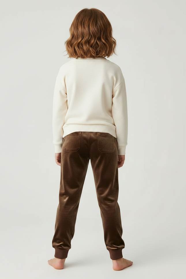 Pantalon Velours Marron Jogging Doux Enfant - vue 2