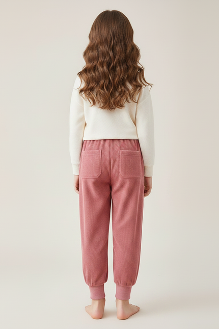 Pantalon Velours Côtelé Rose Enfant Confortable Chaud - Cordé - vue 2