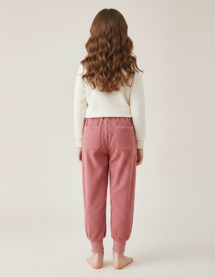 Pantalon Velours Côtelé Rose Enfant Confortable Chaud - Cordé - vue 2